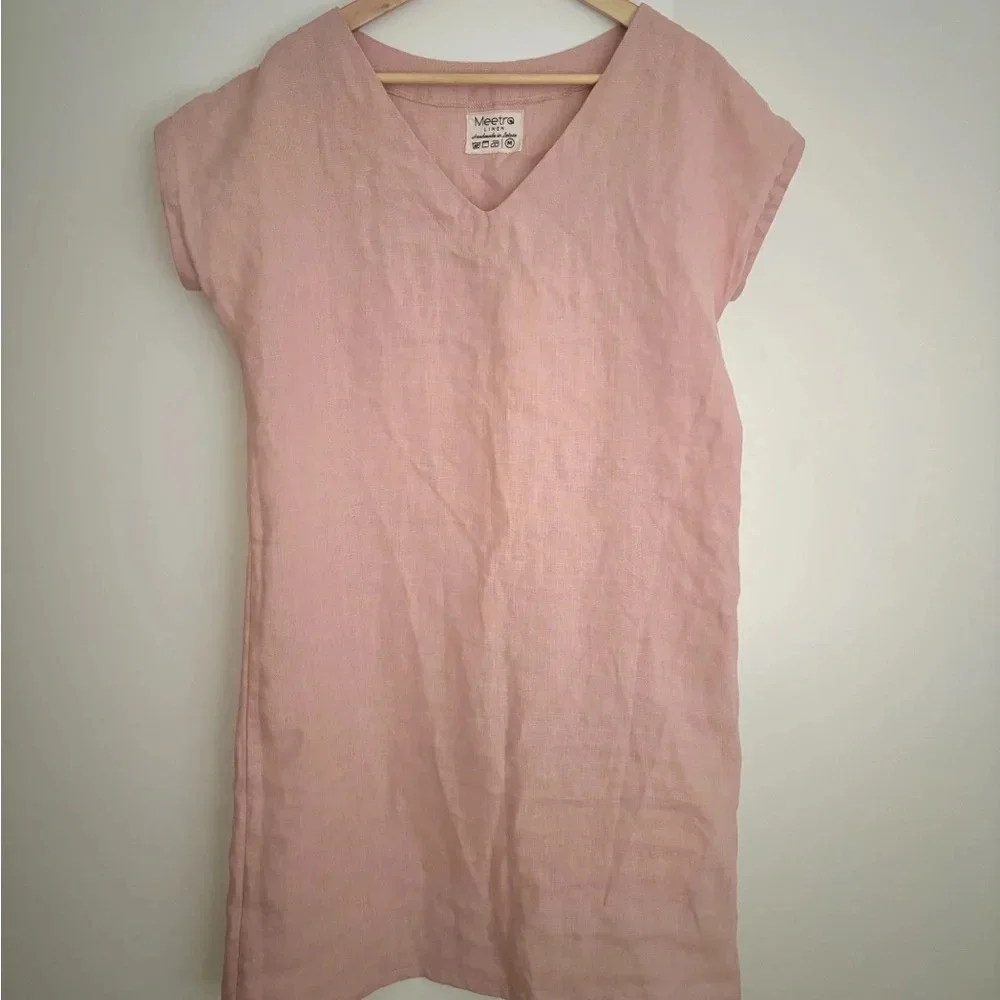 Linen dress from Meetra Linen (Etsy shop) size M coastal cottage vacation summer - Picture 2 of 10